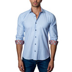 Textured Woven Button-Up // Blue + White (2XL)