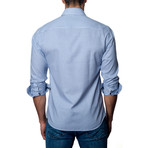 Woven Button-Up // White + Blue (S)