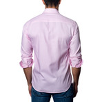 Woven Button-Up // Pink + White (M)