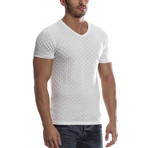 Textured V-Neck Shirt // White (S)
