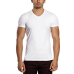 Solid V-Neck Shirt // White (2XL)