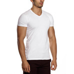 Solid V-Neck Shirt // White (L)
