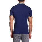 Plaid Collar Polo Shirt // Navy (2XL)