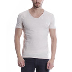 Droped Collar T-Shirt // Ecru (XL)