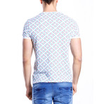 Cube T-Shirt // White + Turquoise (2XL)