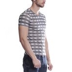 Cross-Stripe T-Shirt // Khaki (XL)