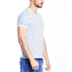 Cube T-Shirt // White + Turquoise (M)