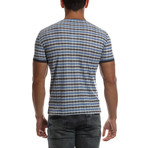 Bold Striped V-Neck Shirt // Blue + Sax (2XL)