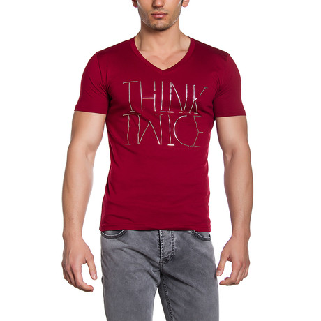 Think Twice Graphic T-Shirt // Burgundy (S)
