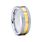 8mm Grooved Flat Tungsten Ring // Gold + Silver (Size 8)