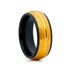 8mm Hammered Dome Tungsten Ring // Gold + Black (Size 8)
