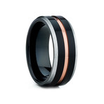 8mm Tungsten Ring // Black + Rose Gold (Size 8)
