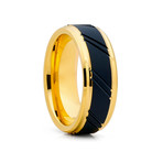 8mm Tungsten Ring // Black + Gold (Size 8)