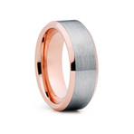 8mm Beveled Tungsten Ring // Rose Gold + Silver (Size 8)