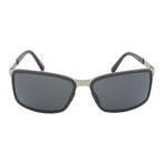 Porsche Rectangular Sunglasses // Brown + Silver Frame + Grey Lens