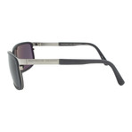 Porsche Rectangular Sunglasses // Brown + Silver Frame + Grey Lens