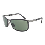 Porsche Rectangular Sunglasses // Brown + Silver Frame + Grey Lens