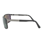 Porsche Rectangular Sunglasses // Brown + Silver Frame + Grey Lens