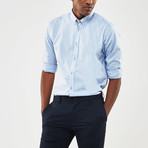 Contrast Trimmed Placket Slim Fit Shirt // Blue (XL)
