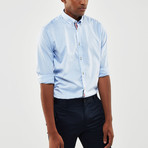 Contrast Trimmed Placket Slim Fit Shirt // Blue (M)