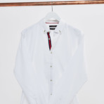Contrast Trimmed Placket Slim Fit Shirt // White (XL)