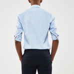 Contrast Trimmed Placket Slim Fit Shirt // Blue (L)
