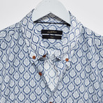 Diamond Scroll Slim Fit Shirt // Blue + White (L)