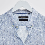 Paisley Slim Fit Shirt // Blue + White (L)