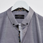 Textured Weave Chambray Slim Fit Shirt // Gray (S)