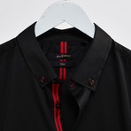 Contrast Placket + Stitch Slim Fit Shirt // Black + Red (M)