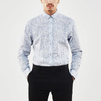 Paisley Slim Fit Shirt // Blue + White (2XL)