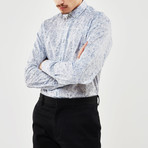 Paisley Slim Fit Shirt // Blue + White (S)