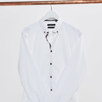 Denim Trimmed Placket Slim Fit Shirt // White (2XL)