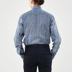 Irregular Grid Slim Fit Shirt // Blue (S)