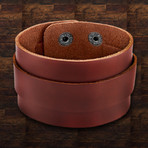 Leather Double Layered Cuff Bracelet // Brown