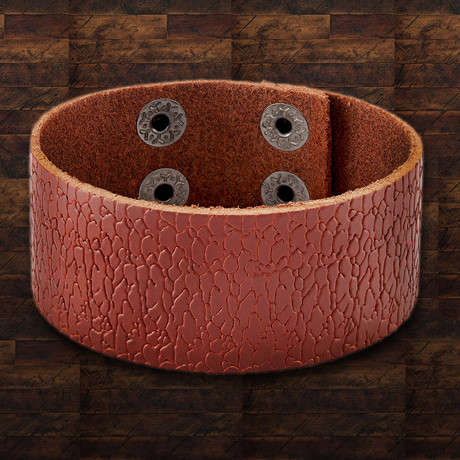 Leather Textured Cuff Bracelet // Brown