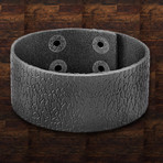 Leather Textured Cuff Bracelet // Silver