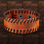 Leather Stitched Cuff Bracelet // Brown