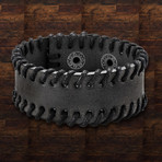 Leather Stitched Cuff Bracelet // Black