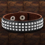 Leather Studded Cuff Bracelet // Black + Silver