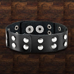 Leather Studded LayeCuff Bracelet // Black + Silver