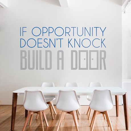 Quote Decal // Opportunity // Blue + Grey (42"W x 21"H)