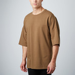 Paneled Oversized Drop Shoulder Tee // Ochre (M)