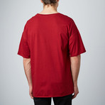 Oversized Drop Shoulder Tee // Burgundy (XL)