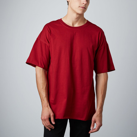 Oversized Drop Shoulder Tee // Burgundy (S)