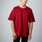 Oversized Drop Shoulder Tee // Burgundy (XL)