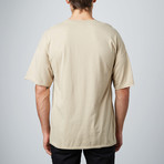 Paneled Oversized Drop Shoulder Tee // Khaki (XL)