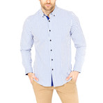 Cross Print Business Button-Down // White + Blue (2XL)