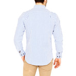 Cross Print Business Button-Down // White + Blue (2XL)