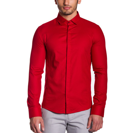 Textured Button-Up // Red (S)
